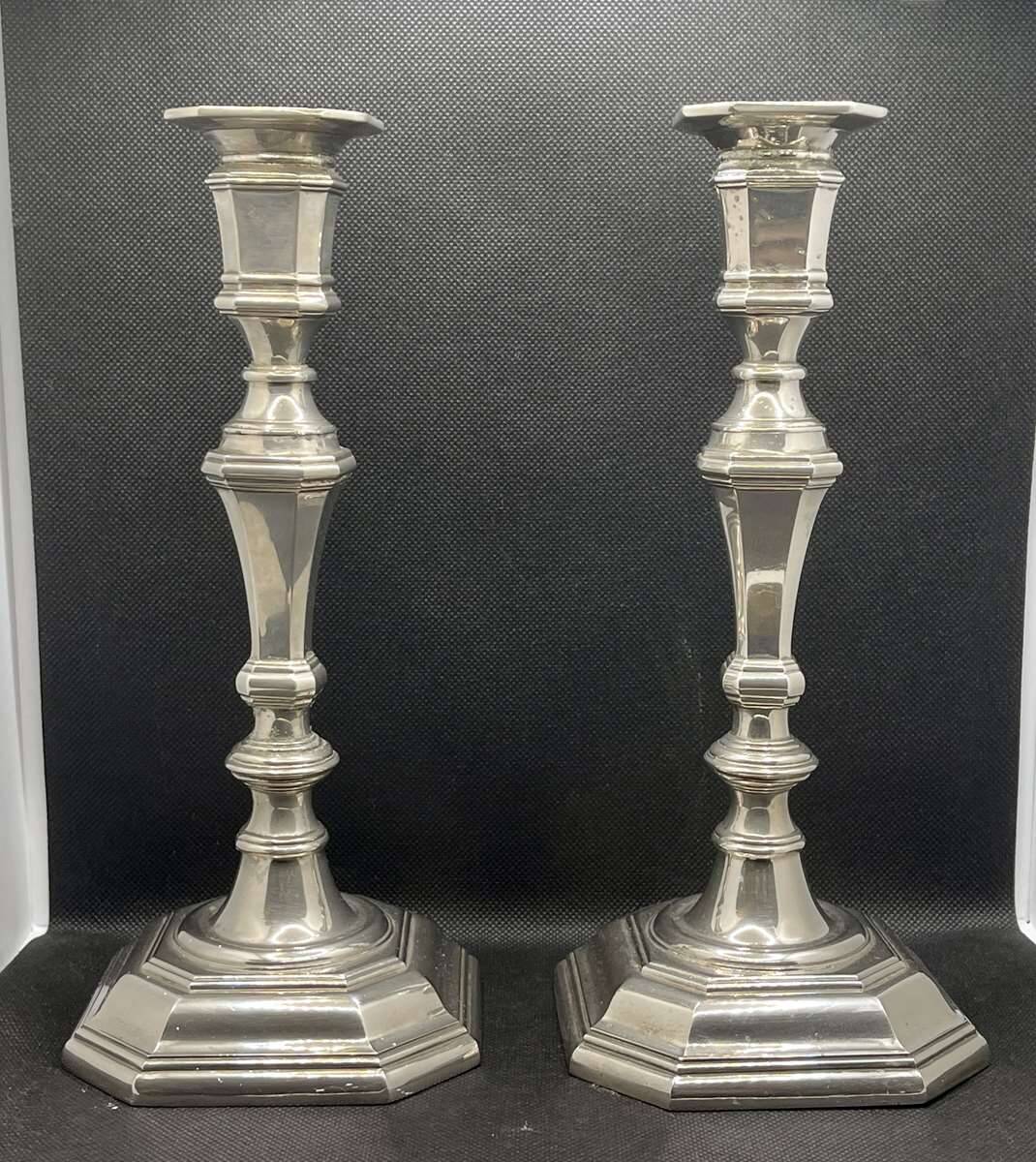 Pair of English silver-plated candlesticks from the 1950s