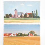 Ensemble de 2 paysage huile sur toile