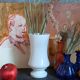 Vase en opaline sur pied début XXème
