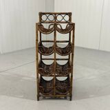 Casier à vin en rotin, porte-bouteilles, années 1970