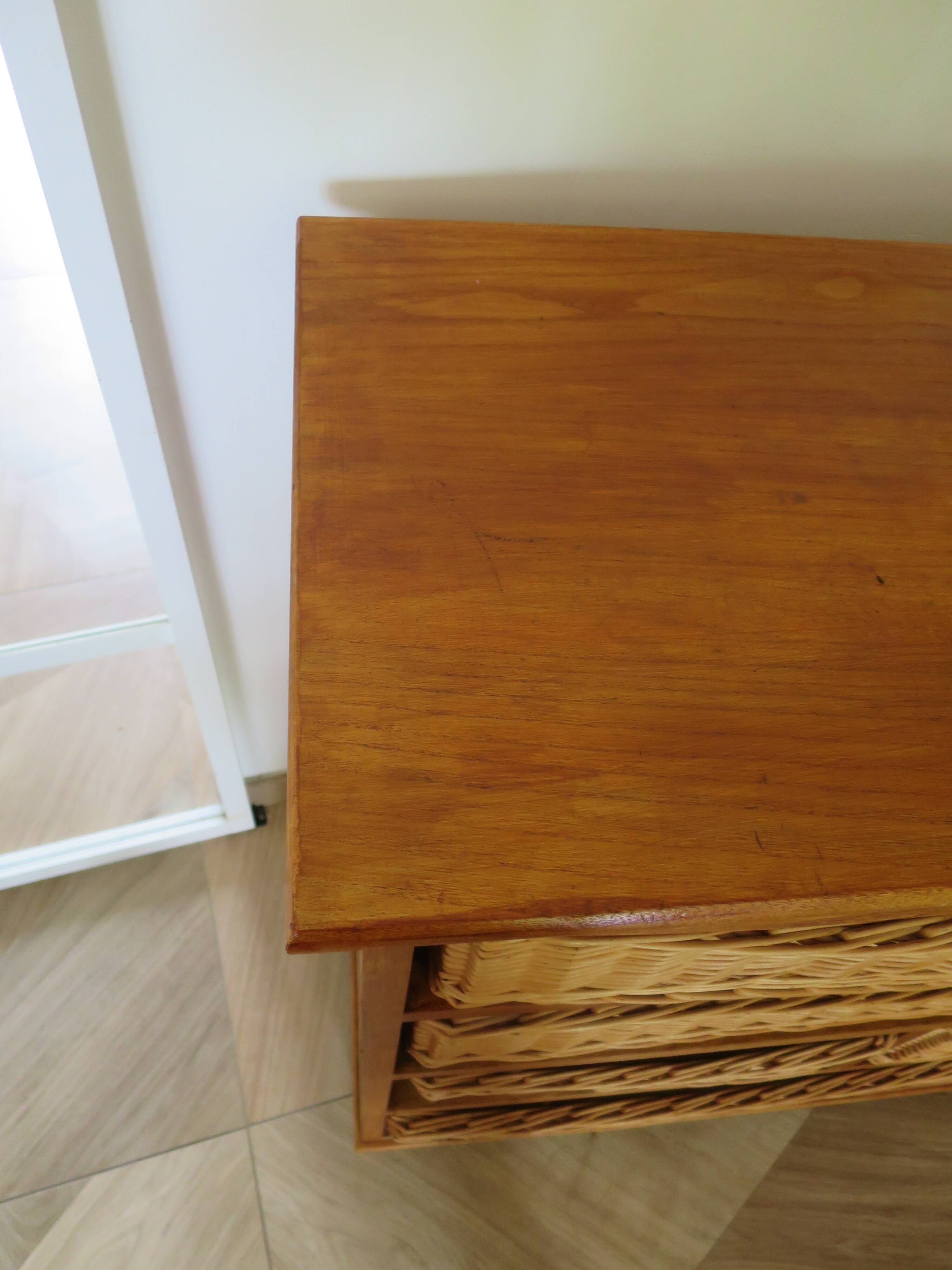 Storage furniture - wooden chest of drawers - 8 wicker drawers - bohemian countryside