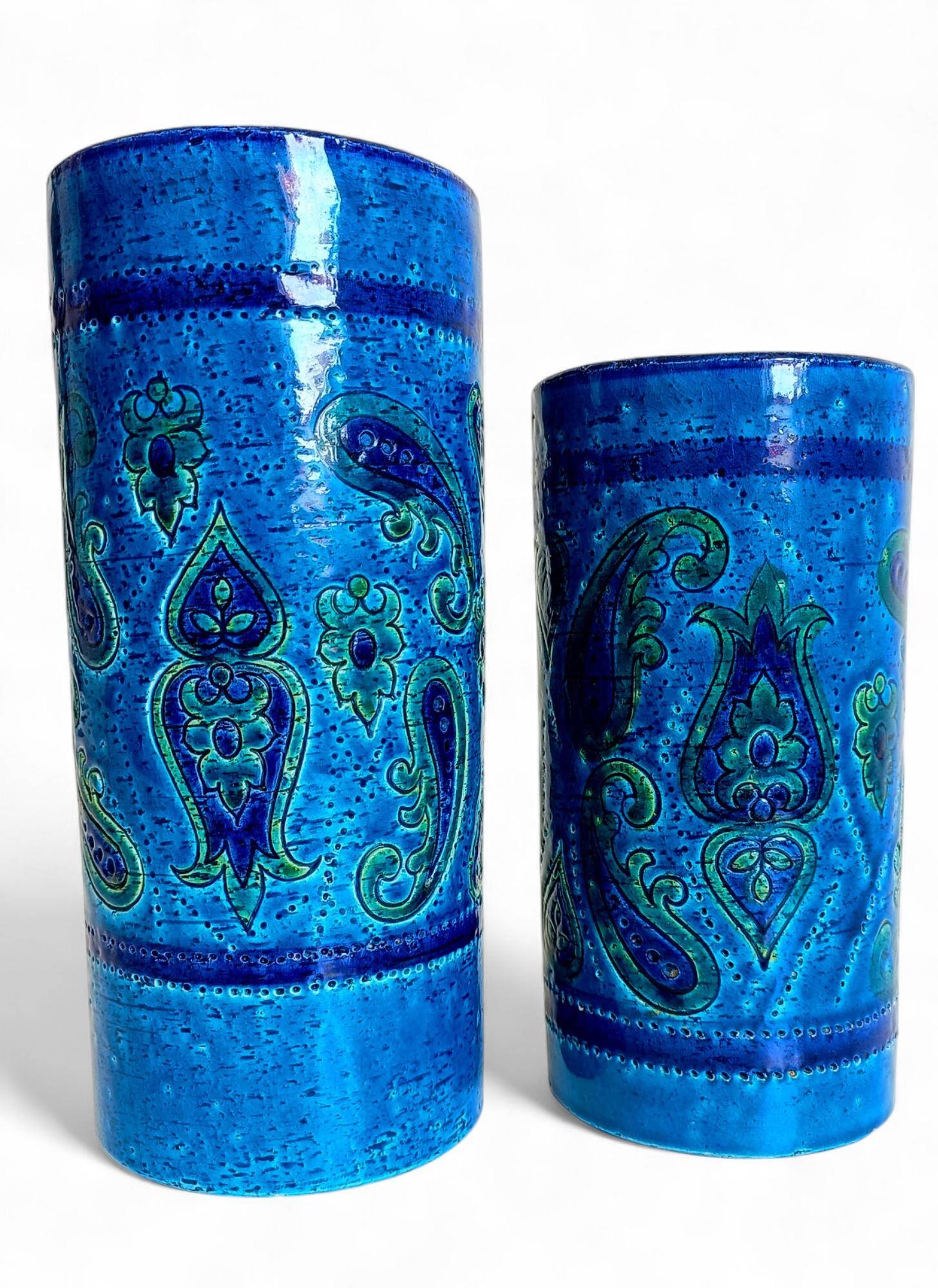 Vases en céramique Rimini Blu d'Aldo Londi, Bitossi, Italie, années 1960.