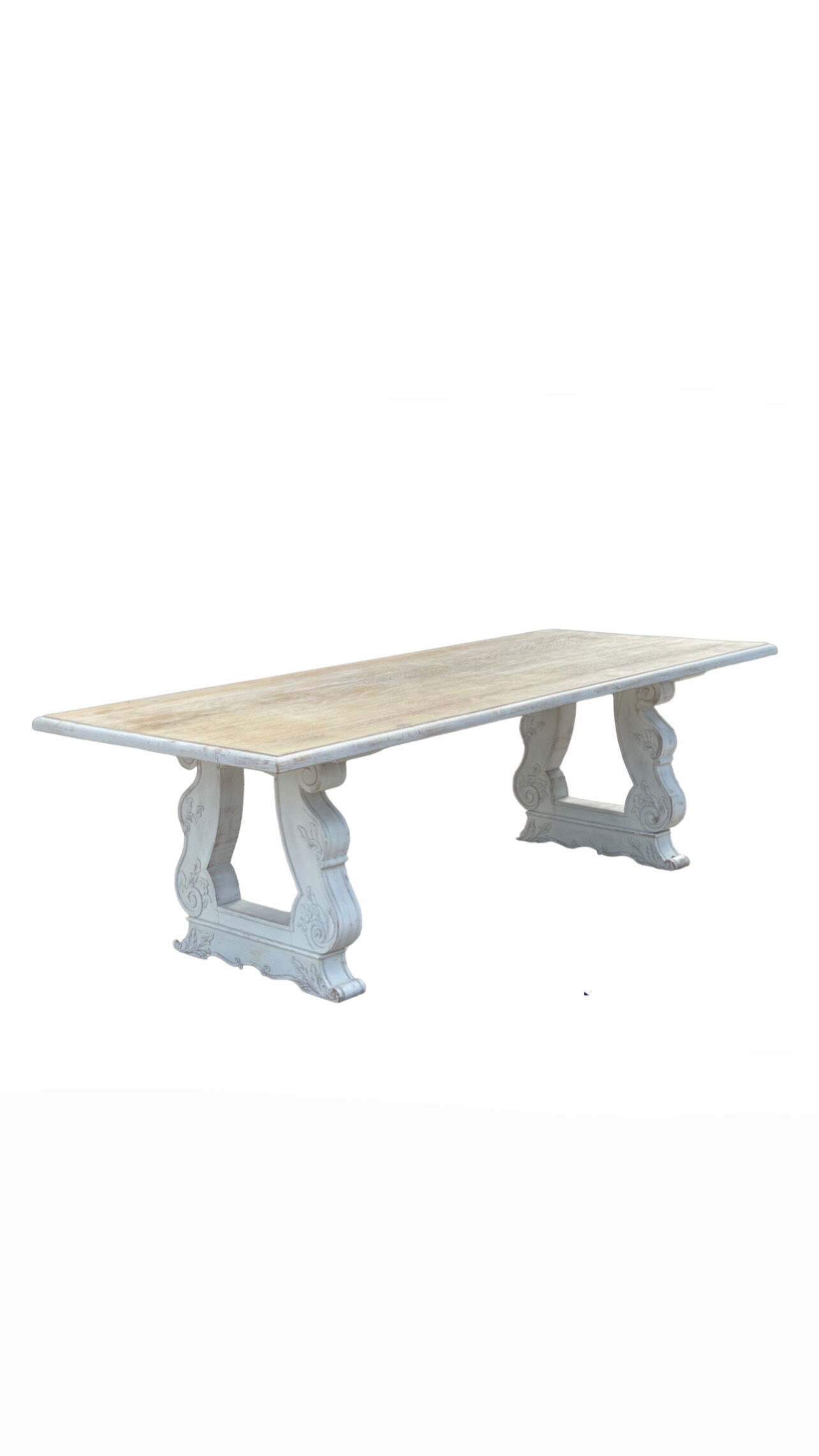 Patinated solid wood dining table, provencal castle