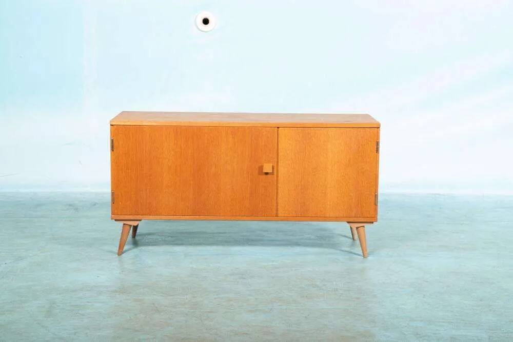 Vintage Scandinavian wall unit in oak veneer – 1960s