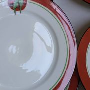Art Deco dessert plates Henri Delcourt / Boulogne sur Mer / parakeet