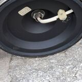 Pair of 70s Kaiser Leuchten lamps in brushed metal with original shades