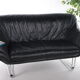 Italian Black leather Postmodern 2 seater sofa, 1970s