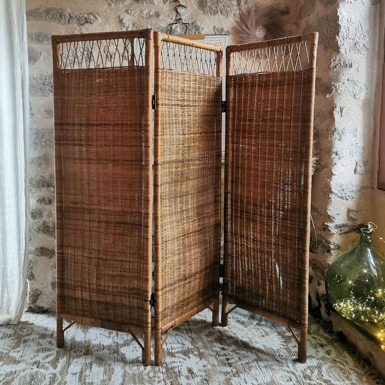 Vintage rattan and wicker room divider