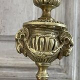 Pair of gilt bronze ram's head candlesticks, Louis XVI style, 19th century.