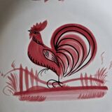Henriot in Quimper - Set of 6 flat plates - Decorated with a pink rooster