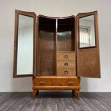 Cubist Art Deco wardrobe in heather wood, 1940s