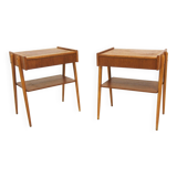 Set of 2 Scandinavian teak bedside tables, Carlström, Sweden, 1960