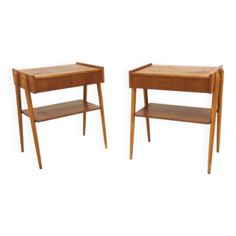 Set of 2 Scandinavian teak bedside tables, Carlström, Sweden, 1960