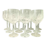 Set of 12 cut crystal wine glasses