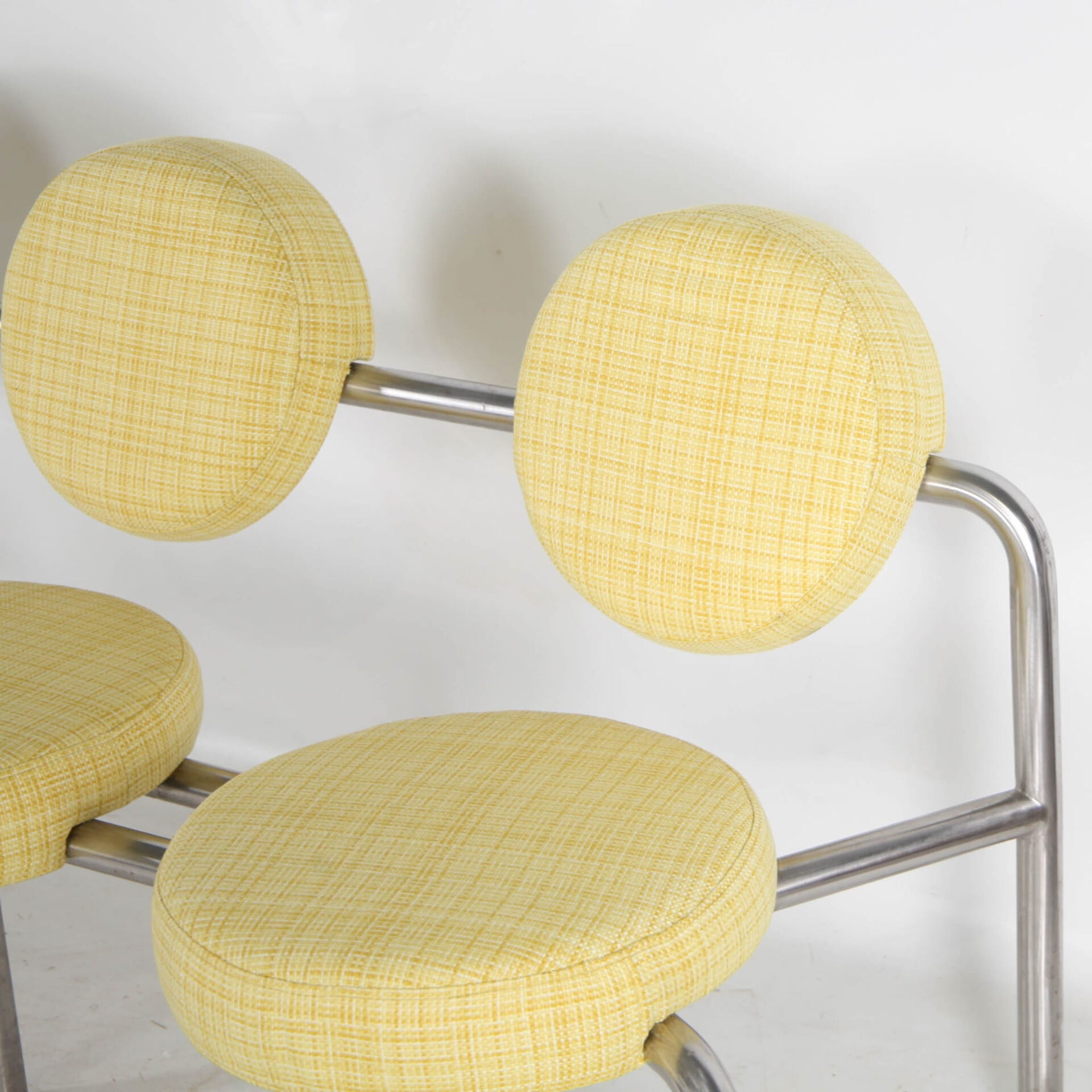 Chrome and fabric bench