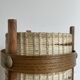 Vintage handcrafted lamp in woven wool and wood veneer