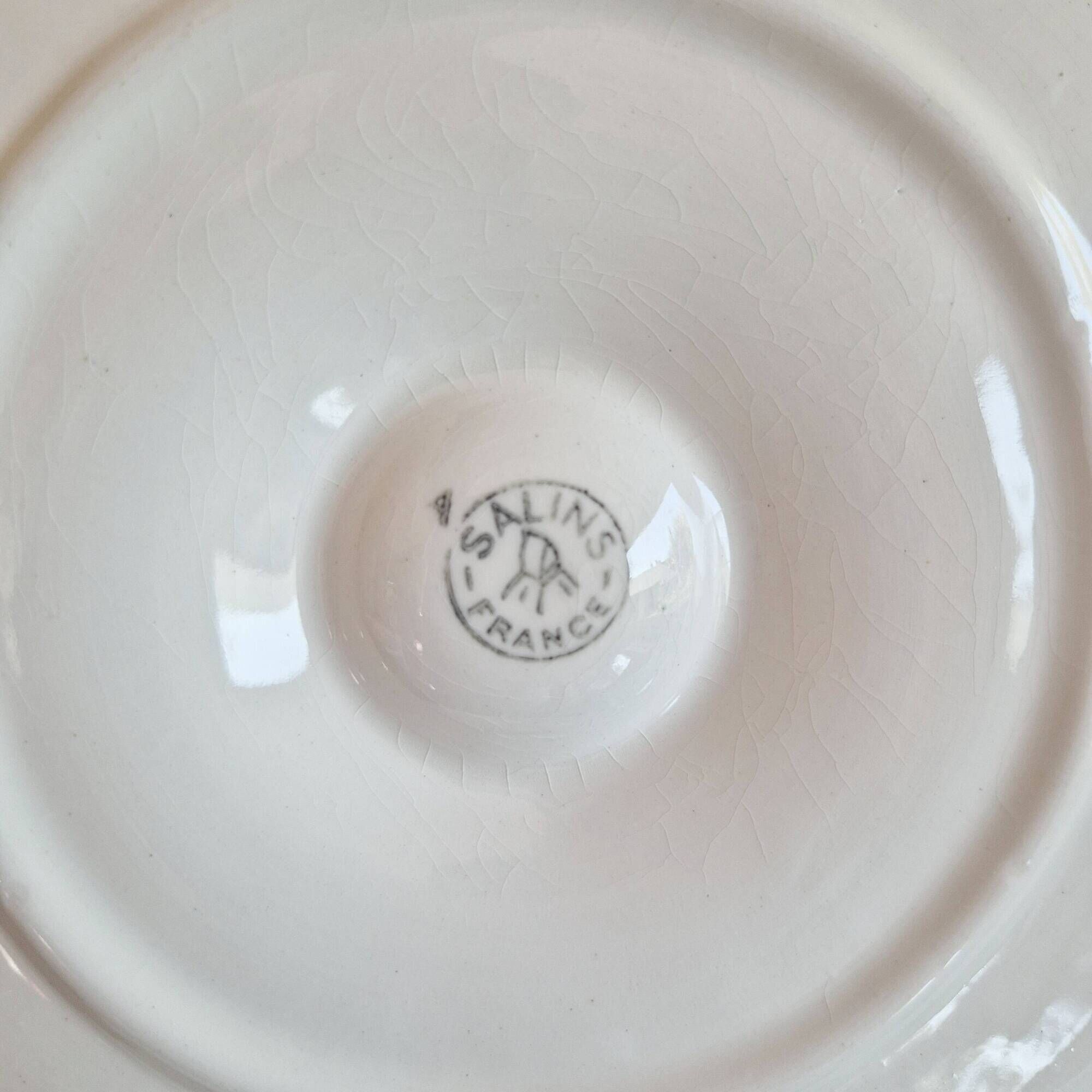 Set of 4 old oyster plates, SALINS pottery, France