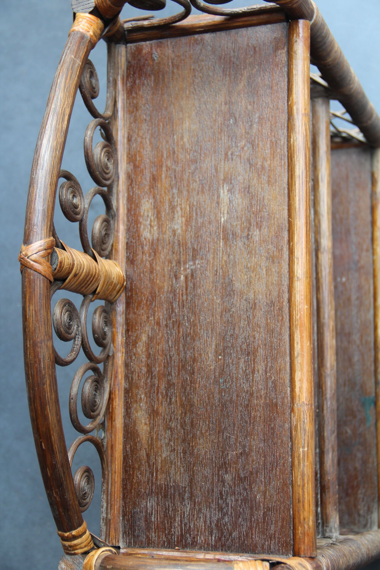 Bamboo and rattan wood shelf