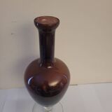 Amber glass soliflore vase on crystal base - Art glass from the years