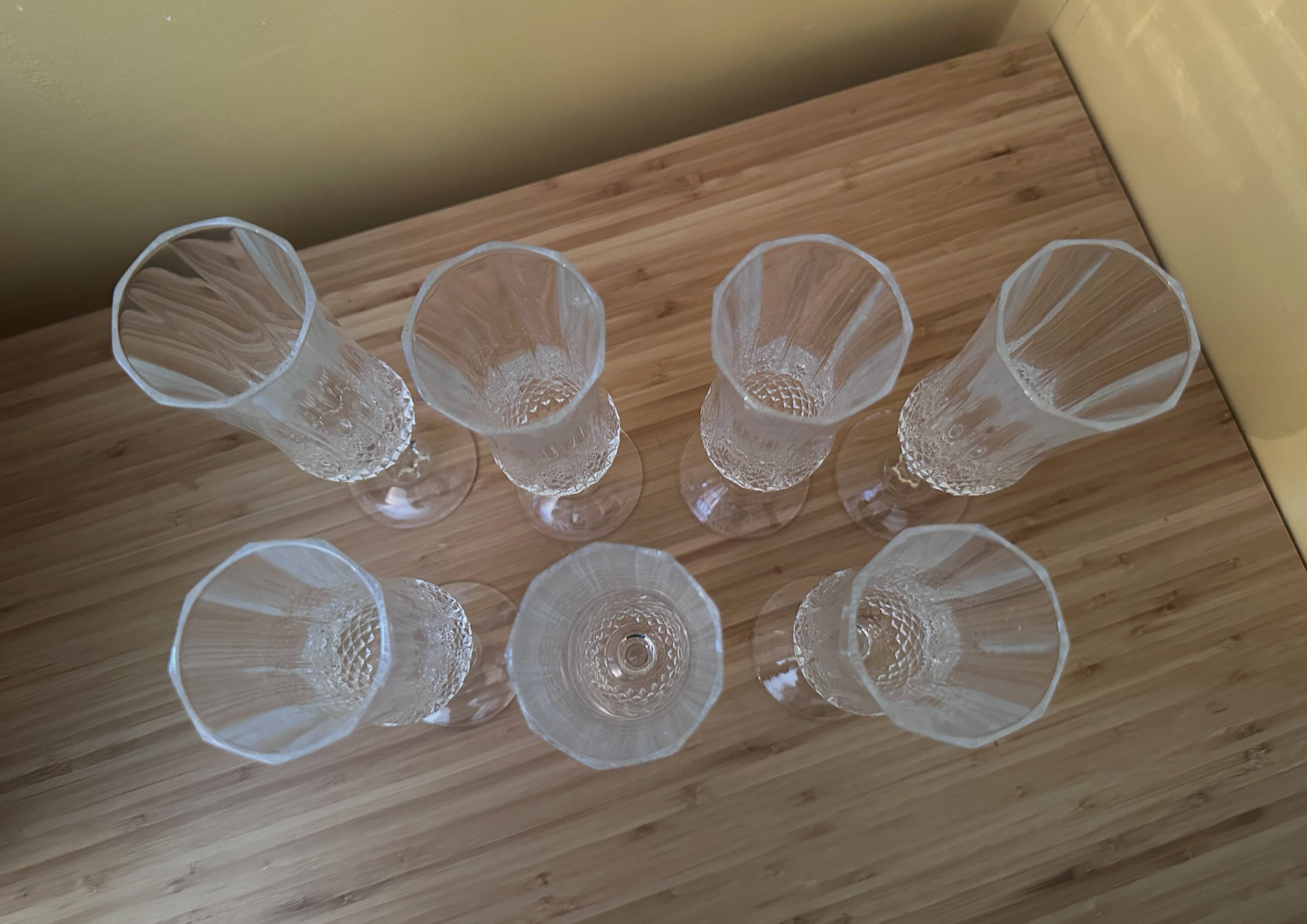 7 champagne flutes 11 cl "Lonchamp" Cristal d'Arques Vintage