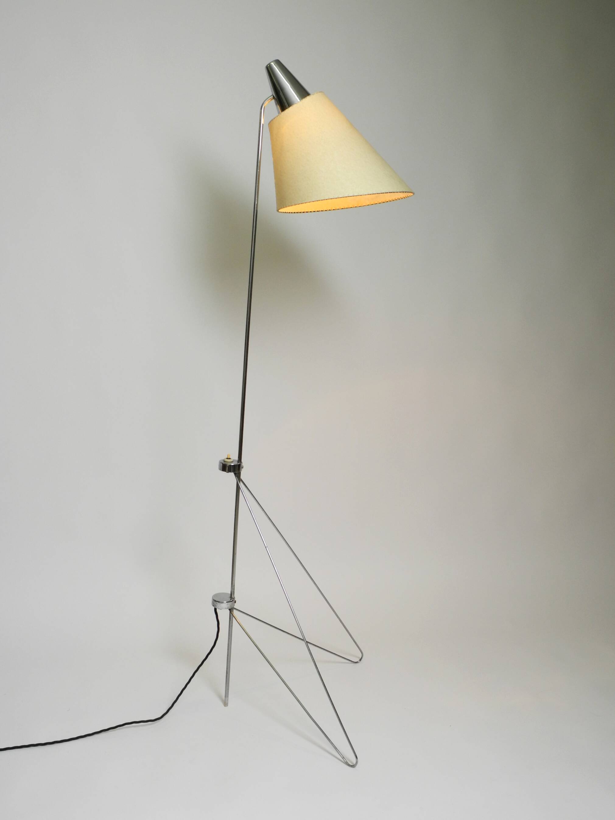 Original 1960s metal chrome floor lamp by Josef Hurka for Napako Czech
