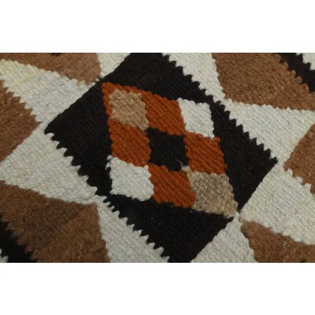 1970s Vintage Turkish Oushak Handmade Wool Cotton Beige Runner Rug 87x326