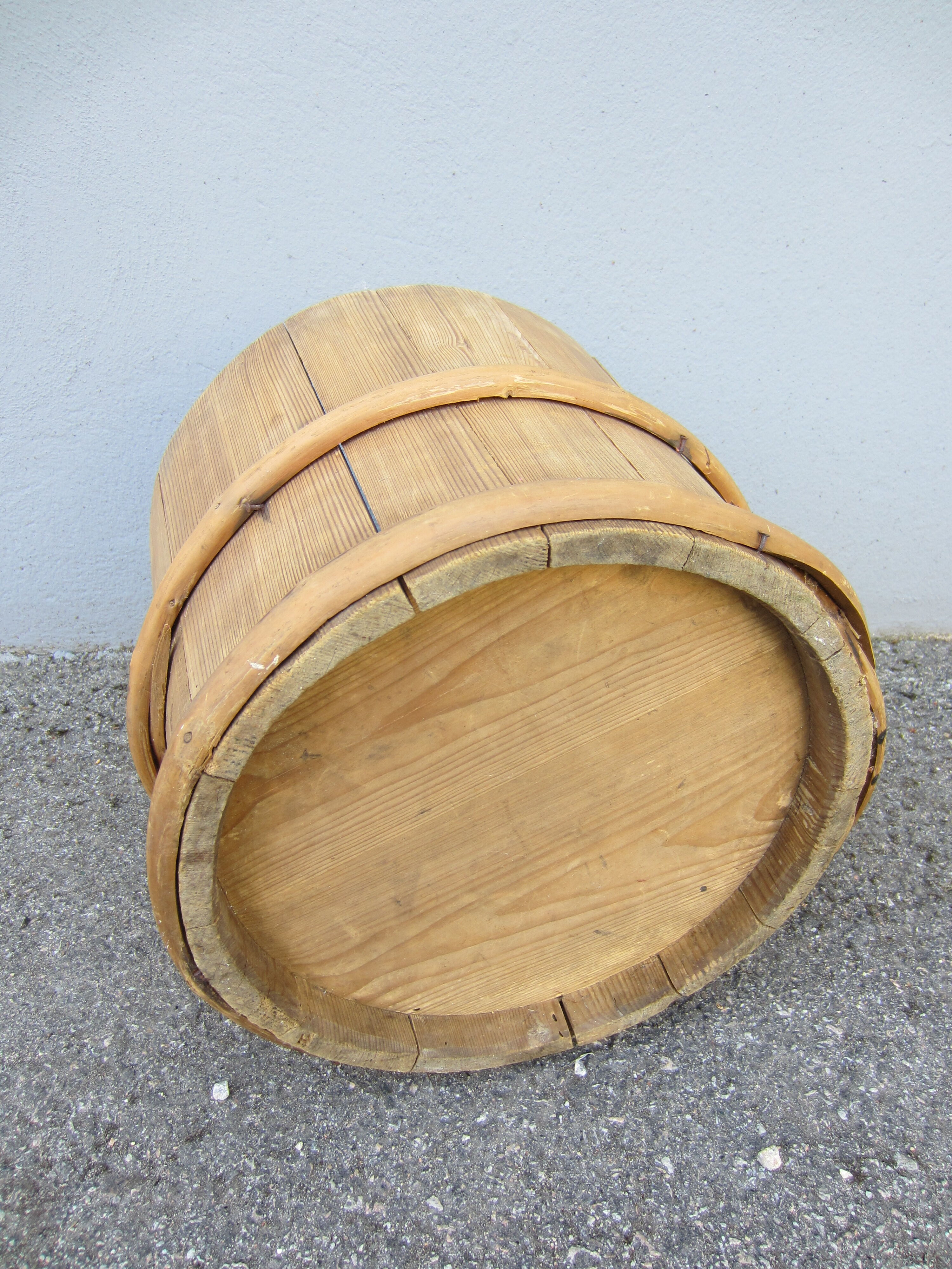 Rustic Scandinavian wooden bucket from the 19th century