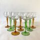 Vintage stemmed glasses, green or amber stem