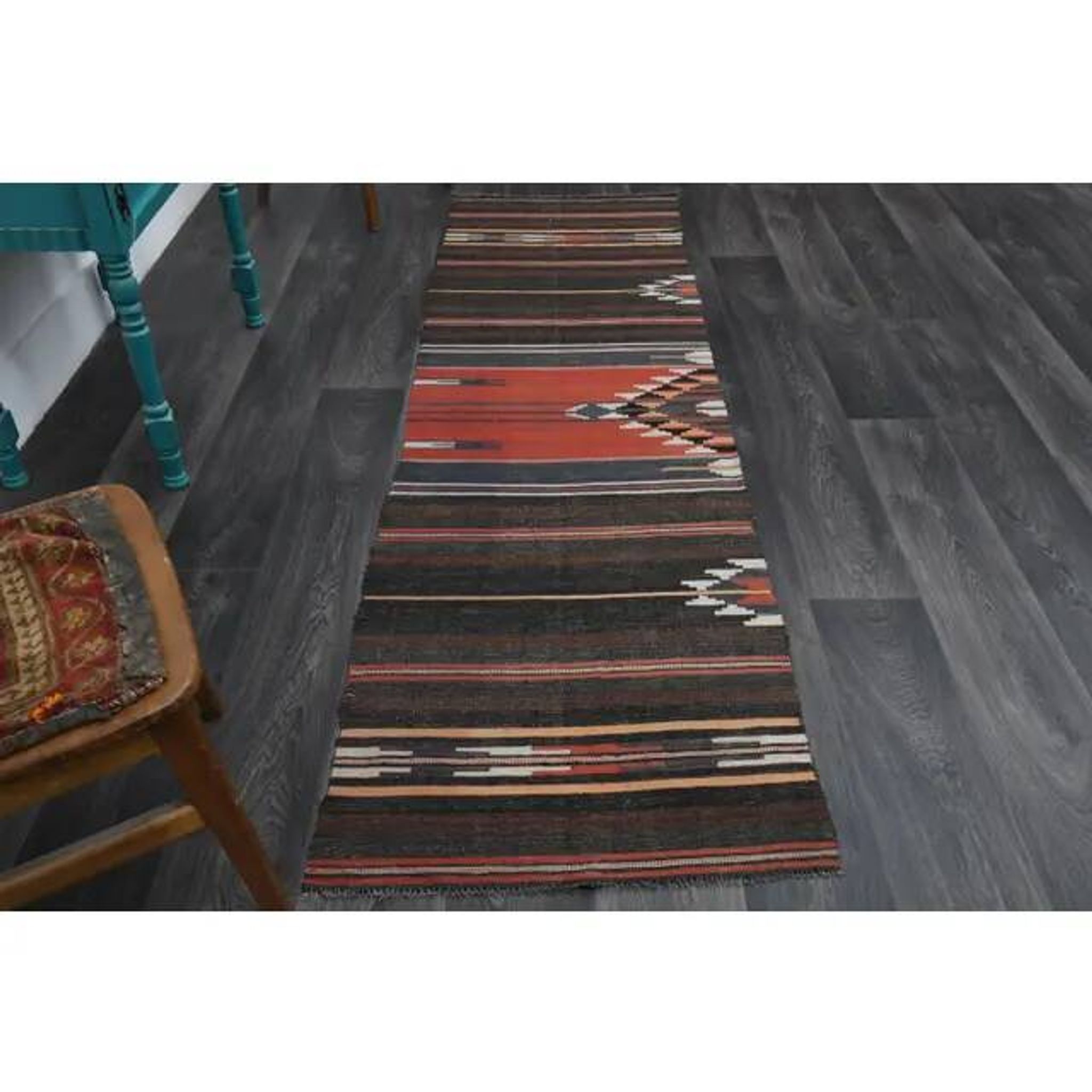 Vintage Turkish Oushak Handmade Wool Cotton Brown Runner Rug 73x254