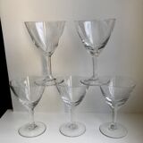 Set of 5 engraved wine glasses star model 50s