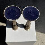 Pair of classic candlesticks in patinated gold metal H25