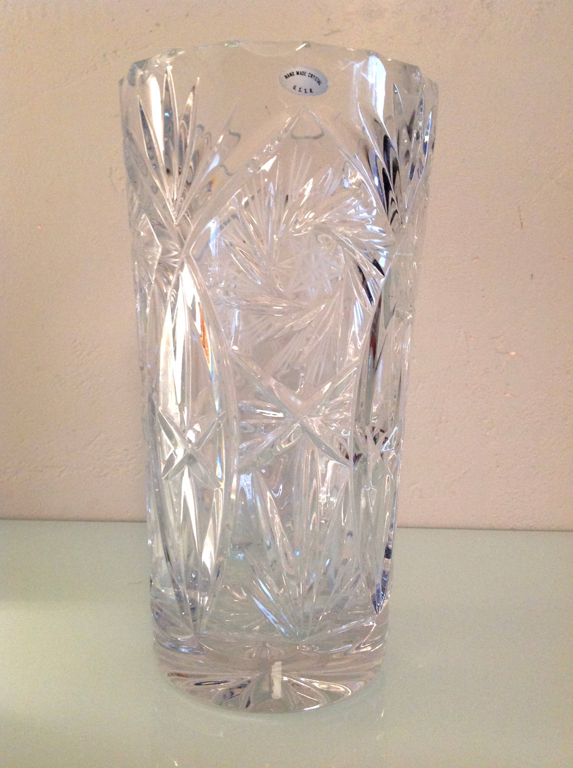 Cylinder vase in chiseled crystal / vintage 60s-70s