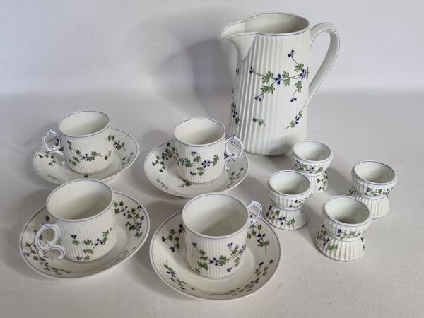 Service petit-déjeuner Pillivuyt & Cie – 1900, 13 pièces, modèle fleuri