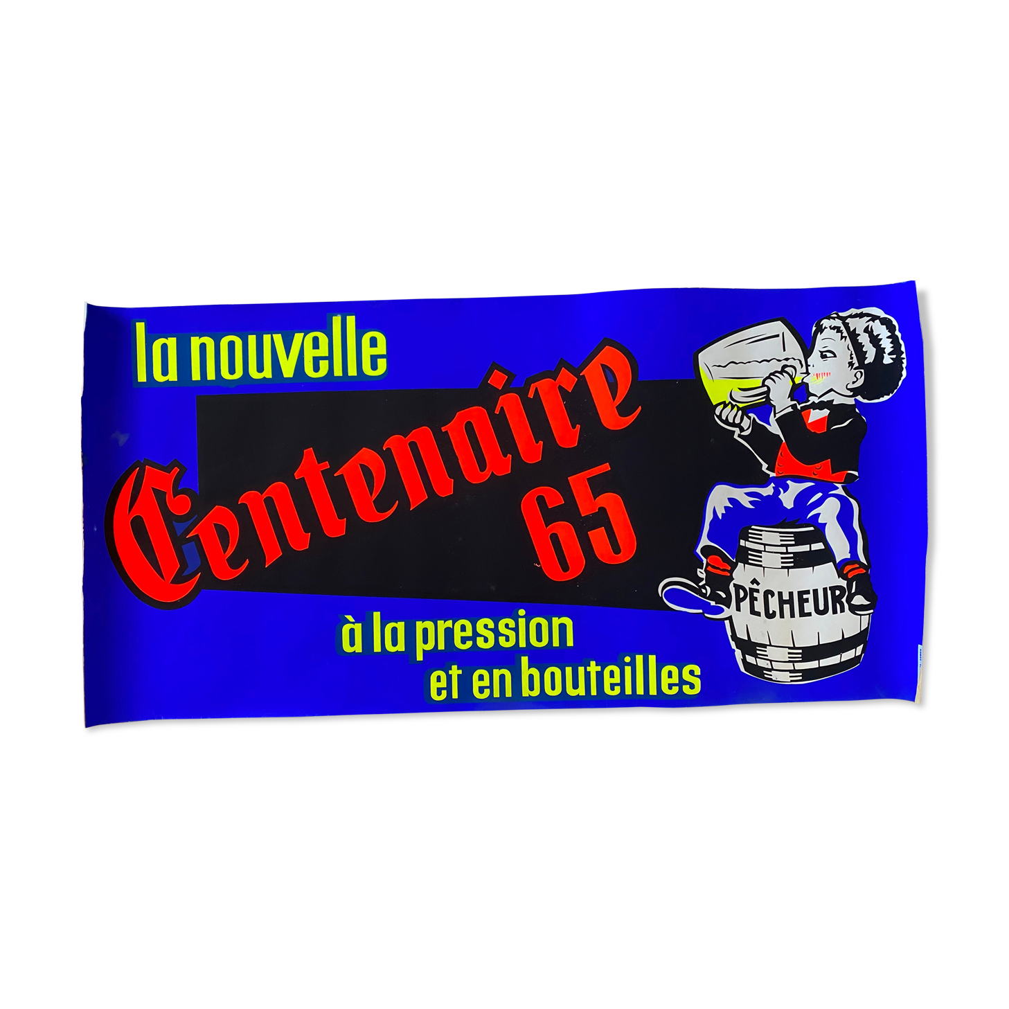 Original poster "Fisherman's Beer" 24x60cm 60's