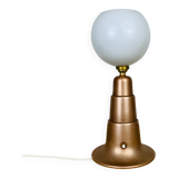 Art Deco conical copper lamp and opaline globe