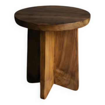 Tabouret bout de canapé NALA en teck recyclé massif sculpté main