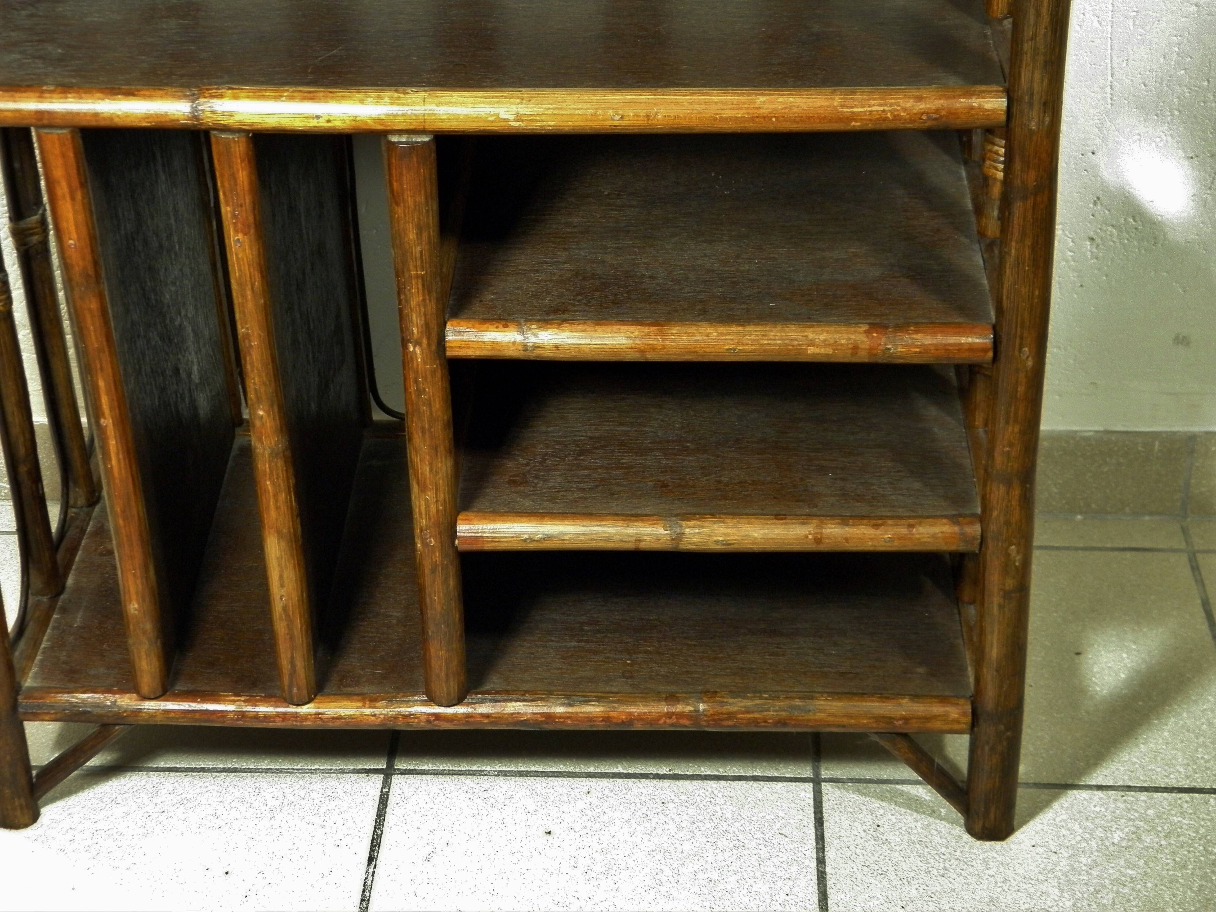 70s rattan hi-fi cabinet