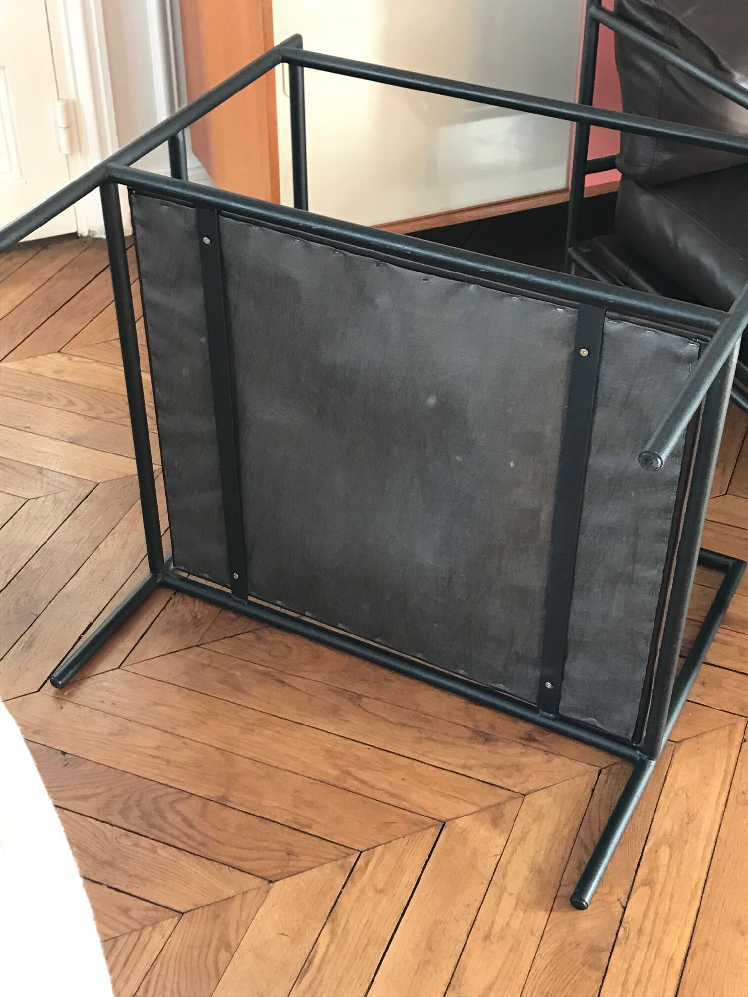 Set of 2 metal and brown leather armchairs Julie Prisca