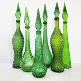 Set of 21 vintage Empoli decanters