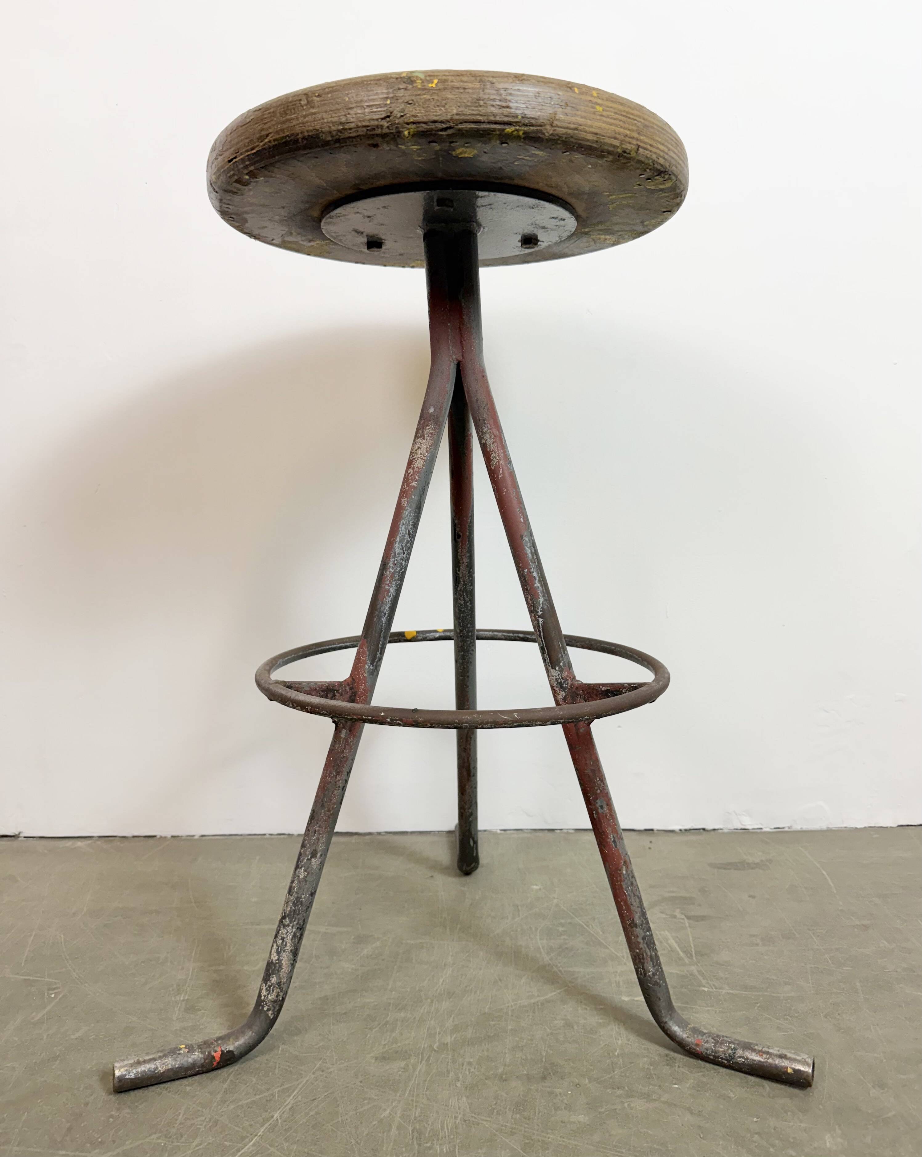 Grey Industrial Workshop Stool, 1960s
