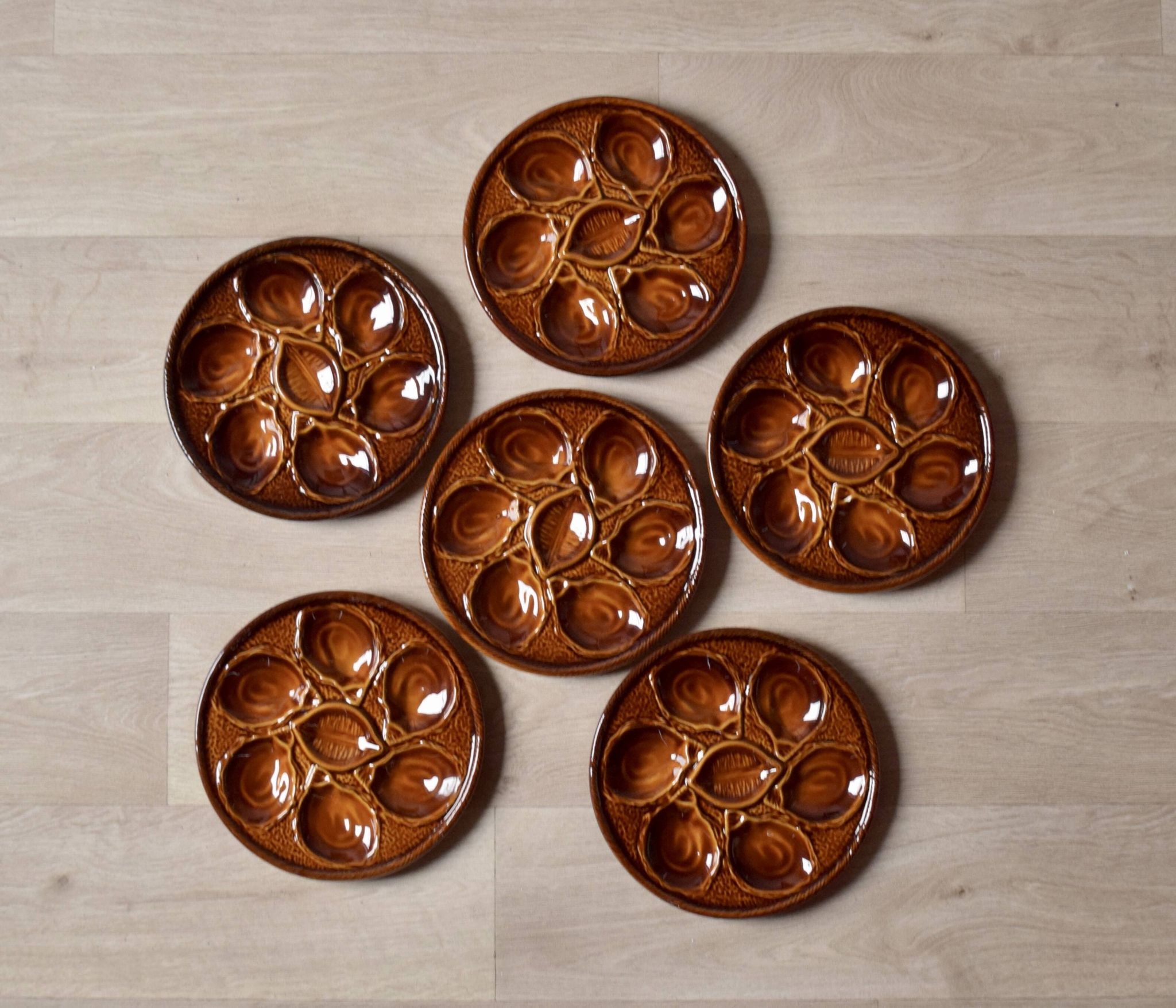 Lot de 6 assiettes à huîtres Saint-Clément- 4589