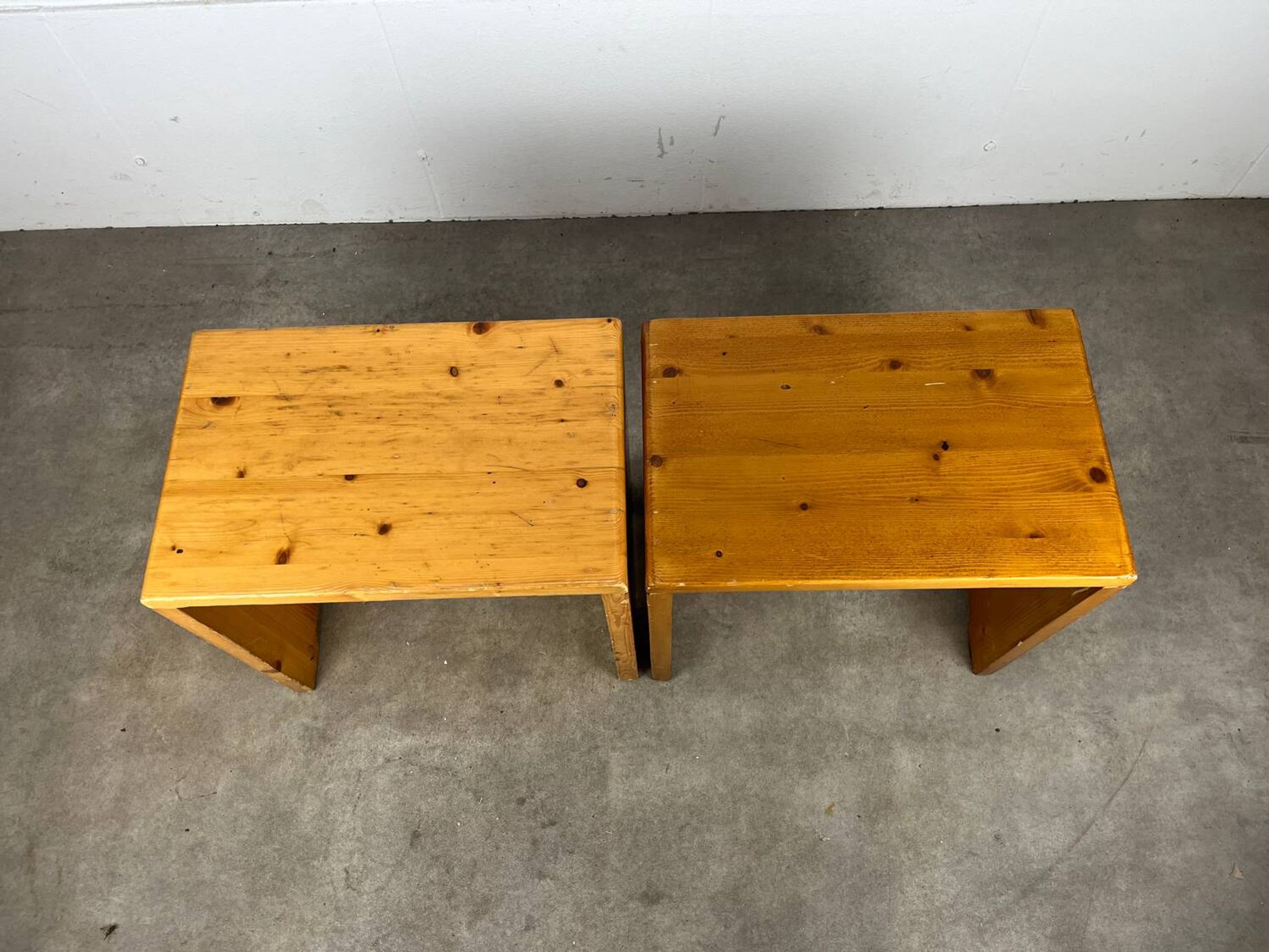 Pair of stools Les Arcs, Charlotte Perriand selection