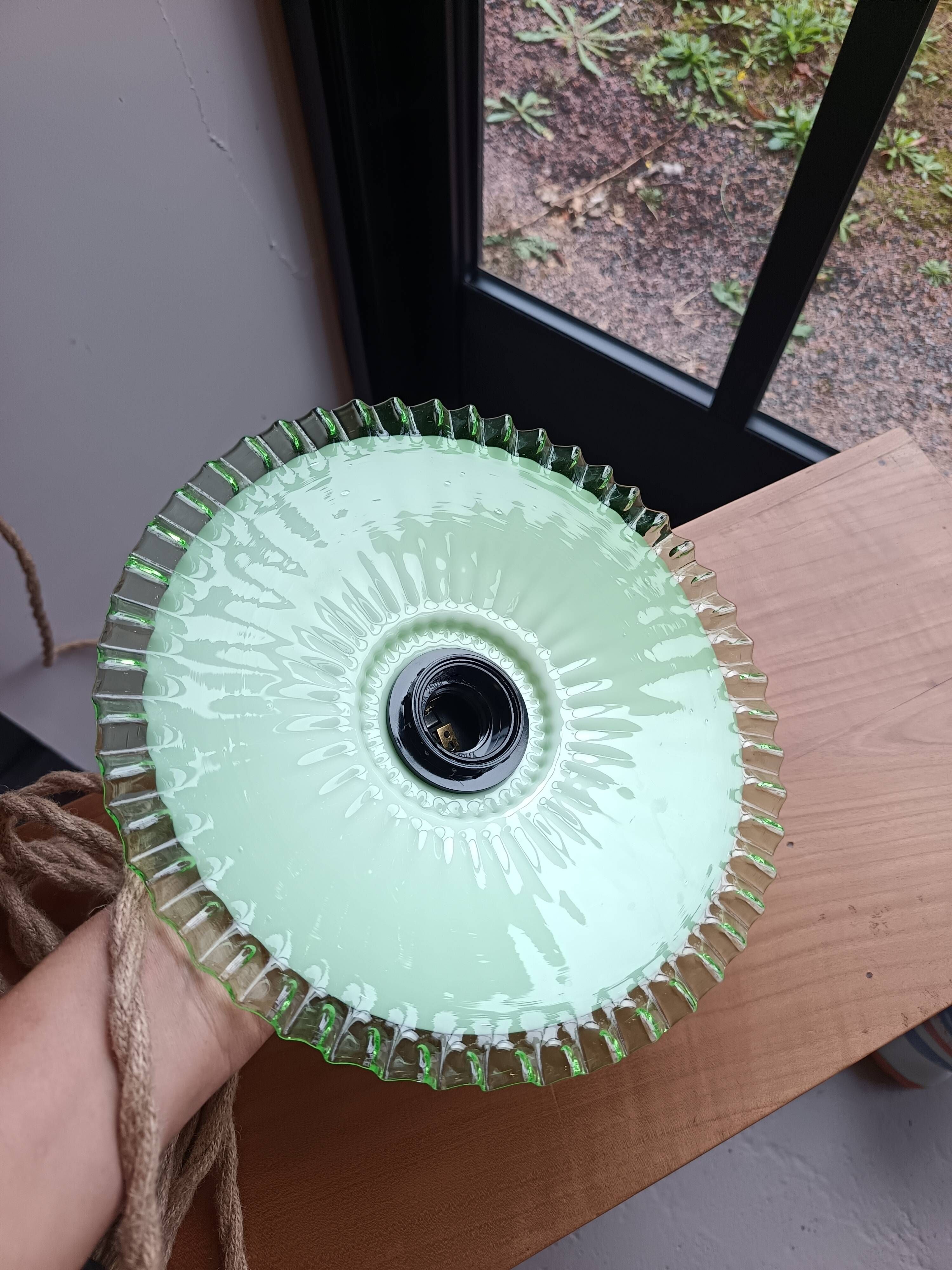Lampe baladeuse suspension en verre vert et blanc