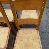 6 solid oak straw farmhouse dining chairs