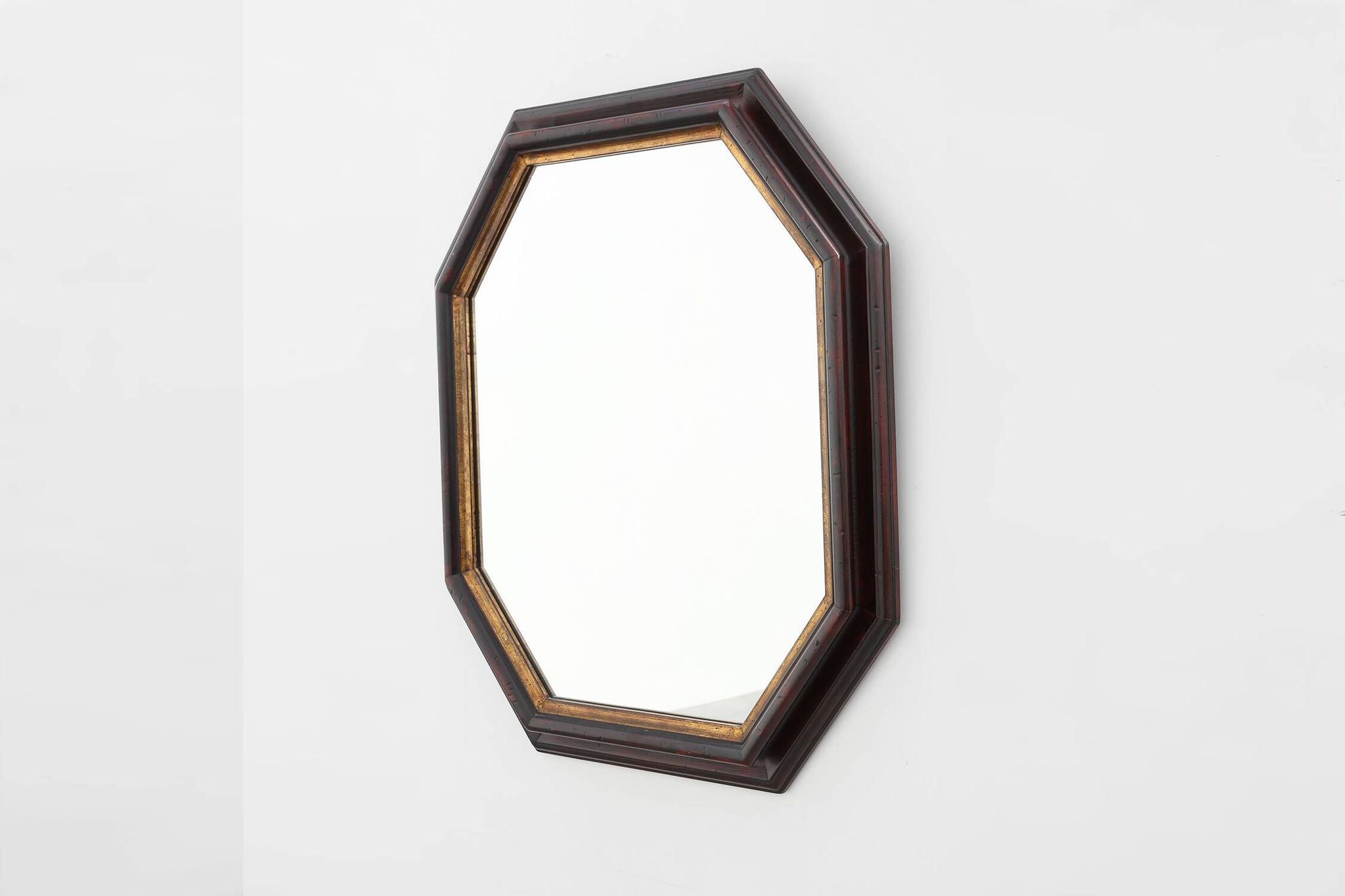 Miroir mural octogonal en bronze par Deknudt, Belgique, 20e siècle