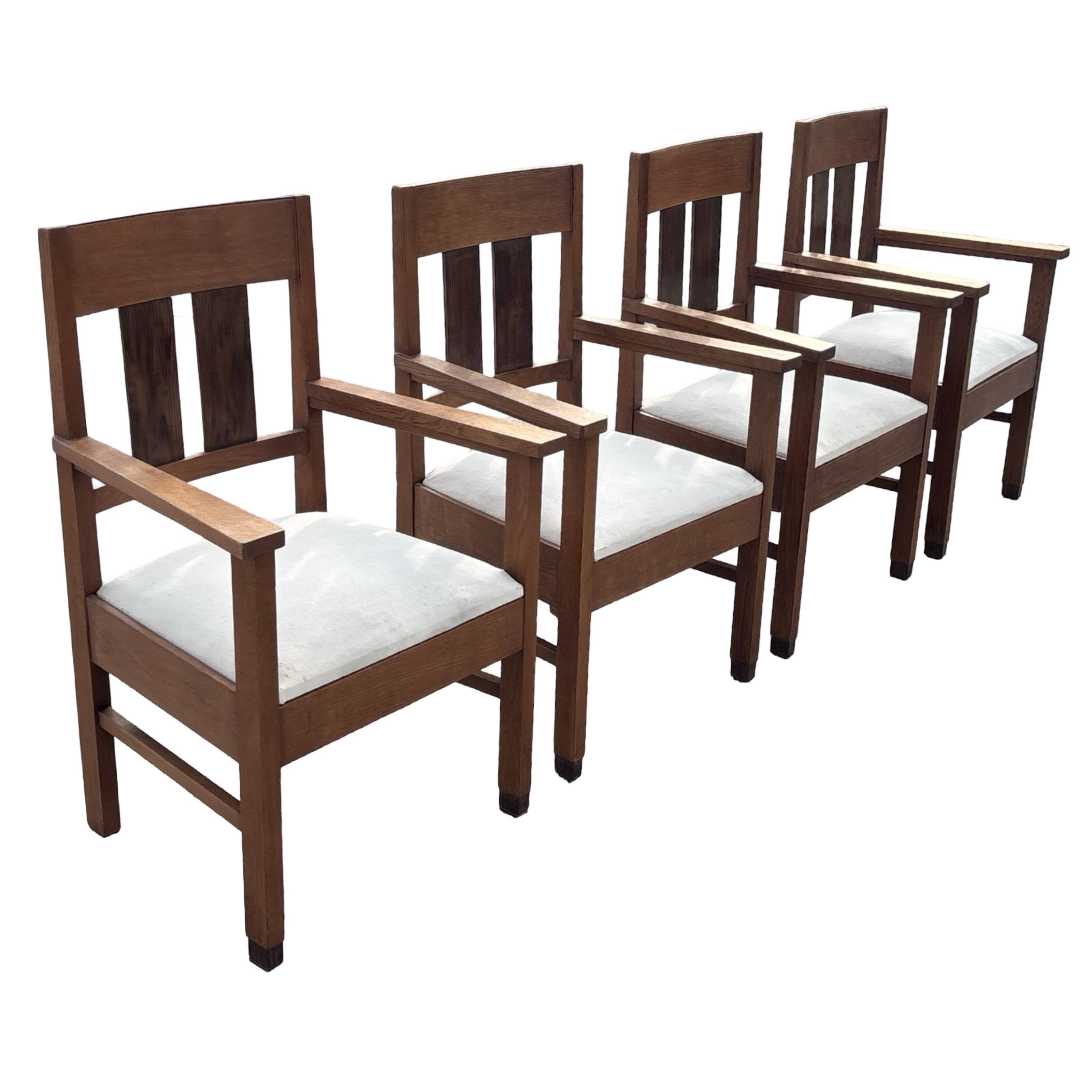 Set of four Art Deco chairs oak Amsterdam School Design 30's