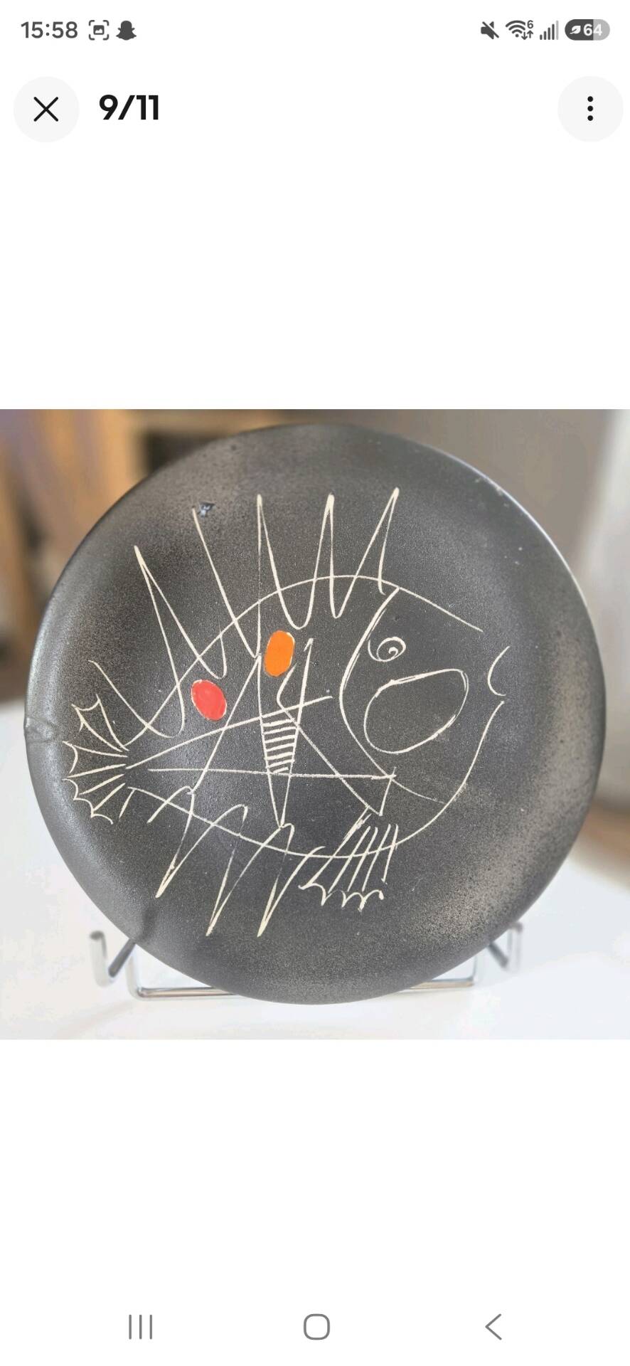 Magnificent vintage Vallauris plate "the cart" Picasso style 1950-