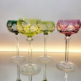 Box of 4 Val Saint Lambert "Berncastel" no. 204 Roemer glass – Belgium 1905