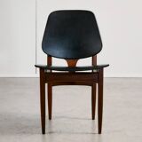 Midcentury Modern Chair by Elliots of Newbury in Black Leather and Teak, 1960s