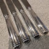 4 table knives with silver-plated metal handles, silversmith Christofle Malmaison
